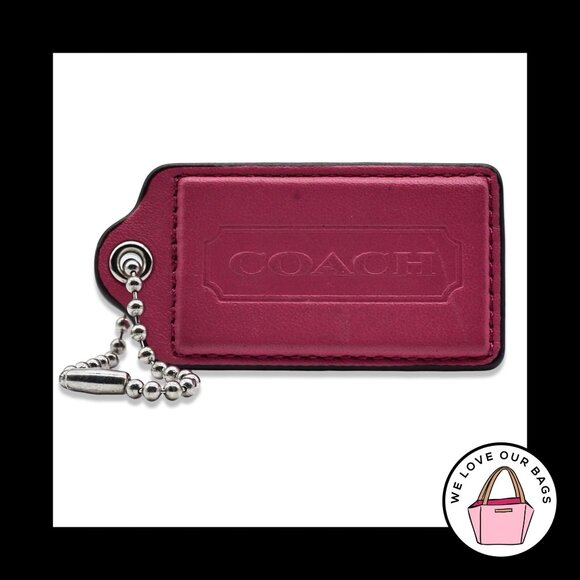RARE 3" XL COACH Pink Smooth Leather Nickel Key Fob Bag Charm Keychain Hang Tag - Picture 1 of 1